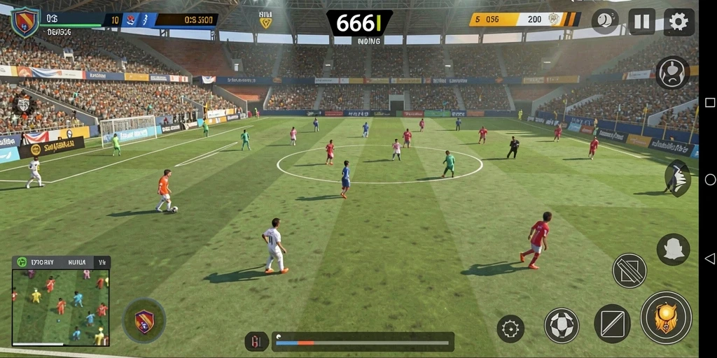 Gameplay menarik dari game sepak bola 666I dengan aksi seru di lapangan.