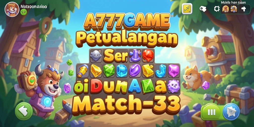 Screenshot A777GAME menampilkan gameplay seru saat mencocokkan objek.