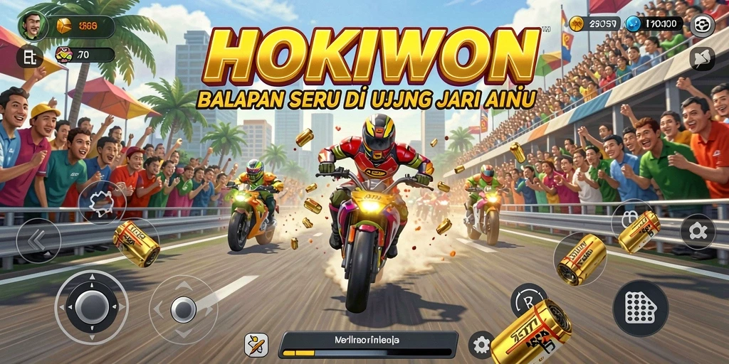 Tampilan gameplay HOKIWON yang menegangkan saat balapan.