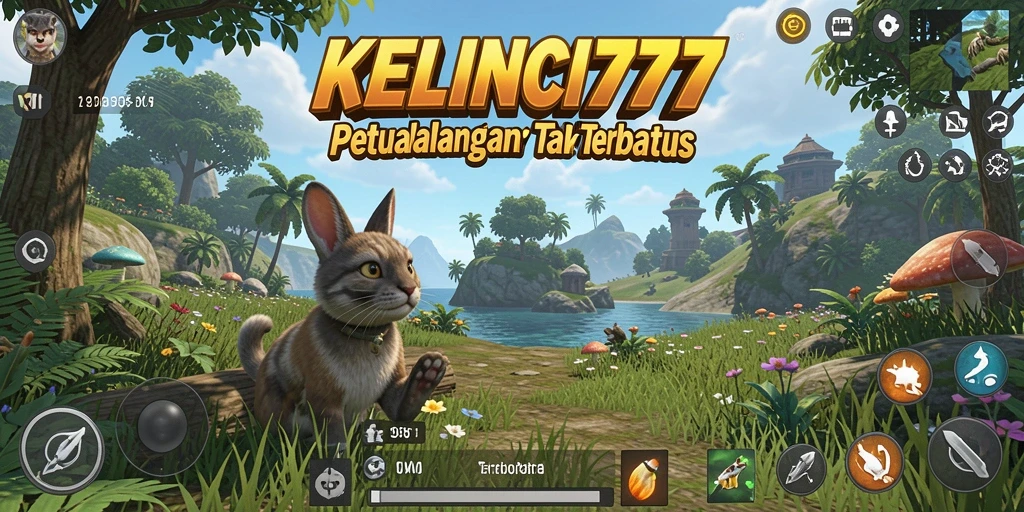 Tangkapan layar menunjukkan kelinci menjelajahi dunia terbuka dengan bebas.