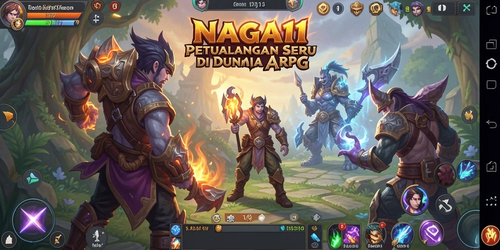 Screenshot NAGA11 menunjukkan pertarungan seru di dunia fantasi.