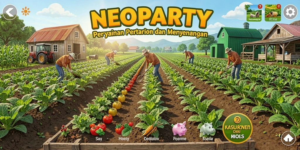 Gameplay NEOPARTY yang seru di dunia pertanian.
