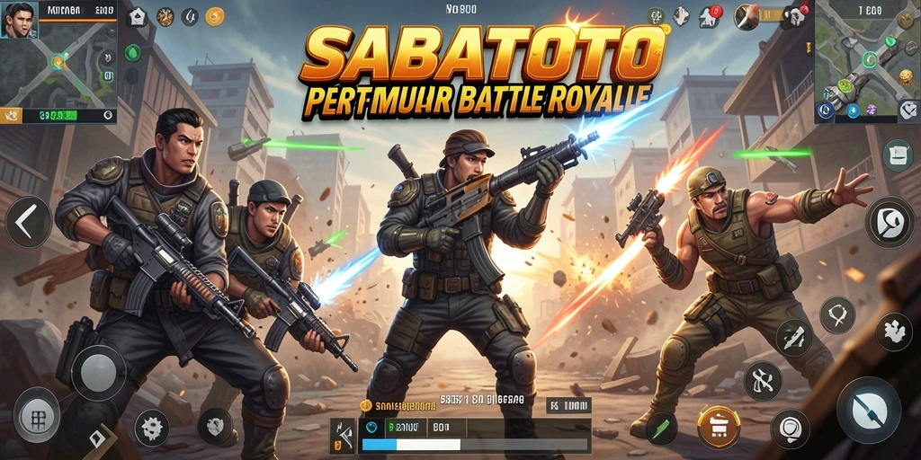 Gameplay SABATOTO yang seru dalam arena Battle Royale.