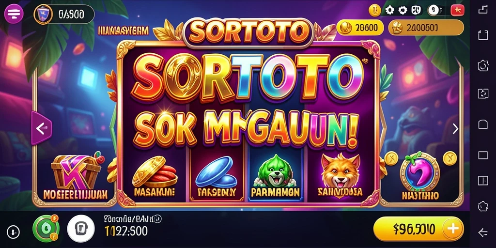 Tampilan menarik dari gameplay Slot SORTOTO dengan berbagai tema.
