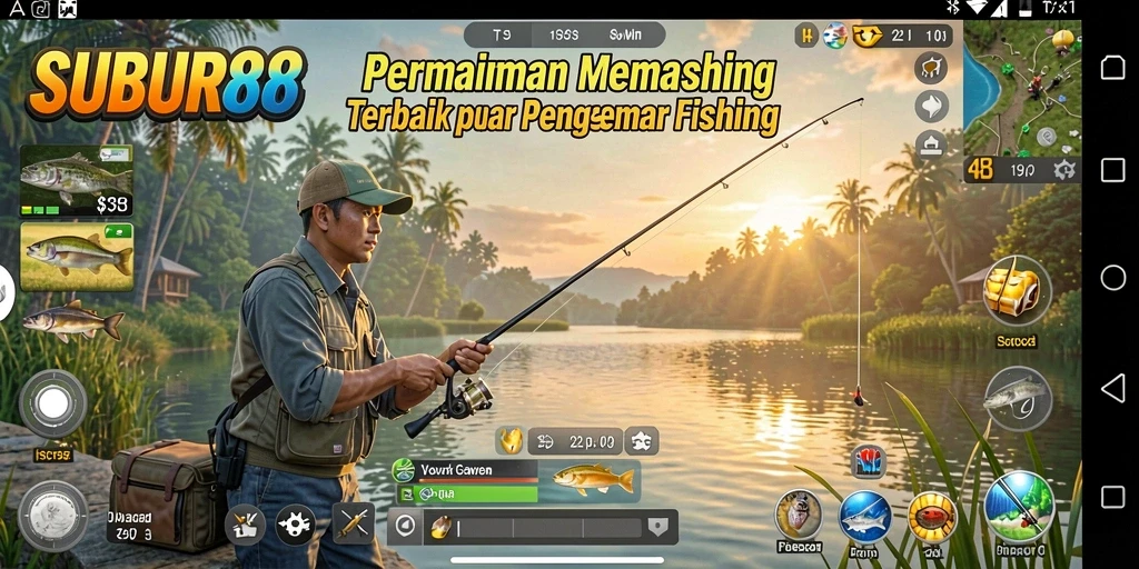 Gameplay SUBUR88 menampilkan momen memancing yang seru dan menenangkan.