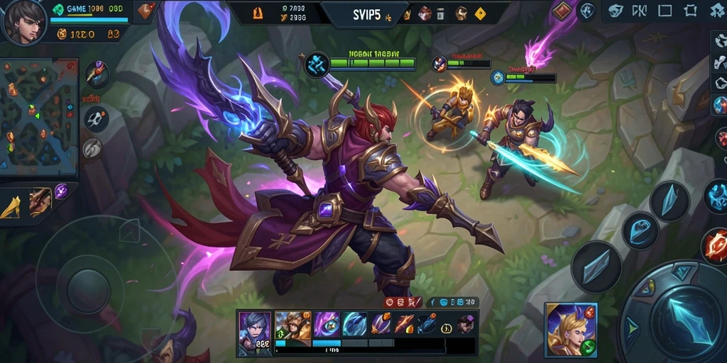 Tangkapan layar gameplay seru dalam aksi MOBA.