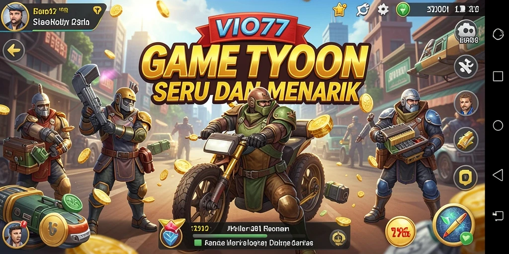 Tampilan gameplay seru dalam VIO77 yang menggambarkan pengelolaan bisnis.