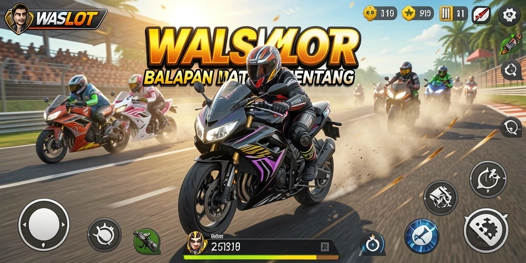 Tampilan menarik dari gameplay balapan motor di WASLOT.